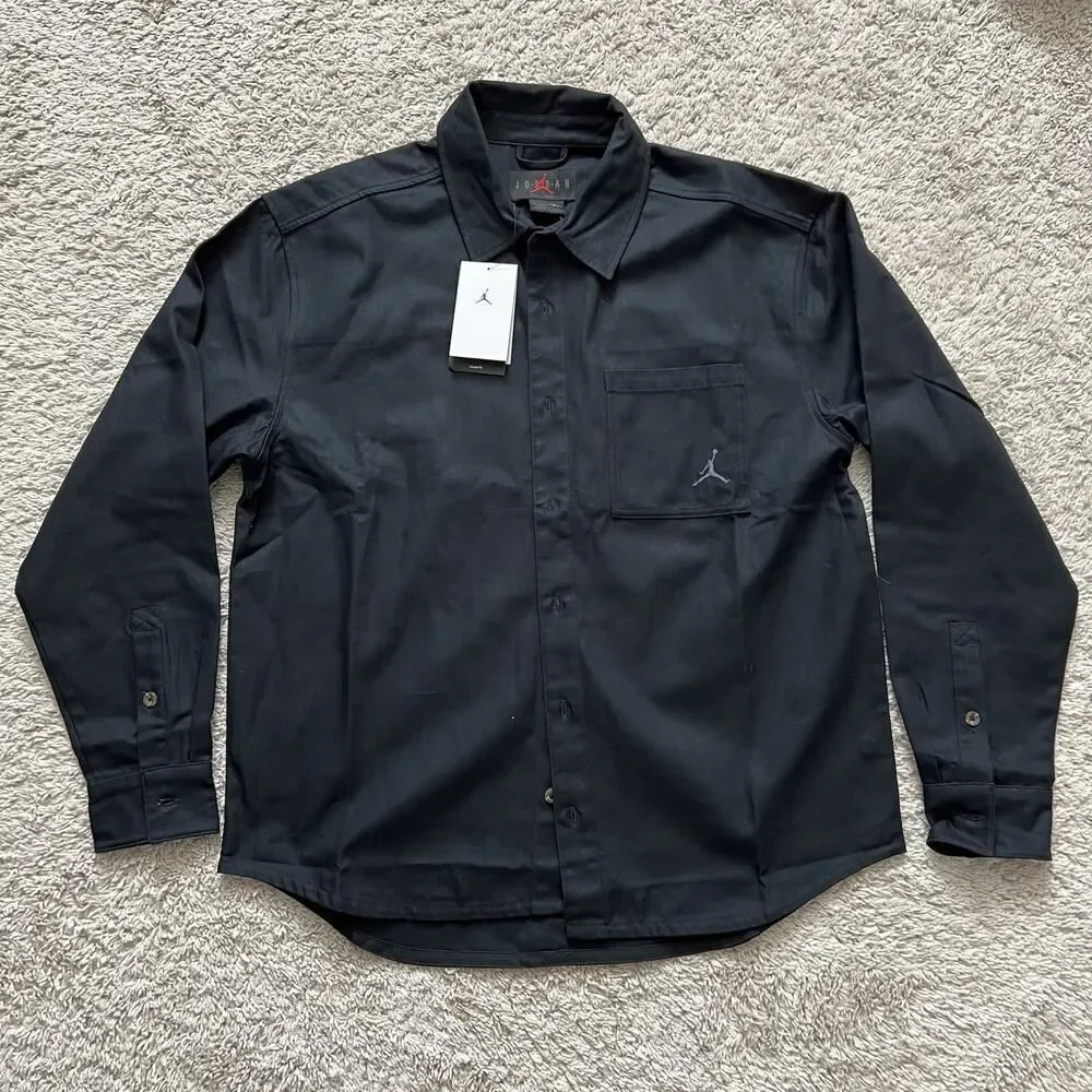 Nike Air Jordan Essential Statement Button Down Black Men’s Small FV7446 010 NWT